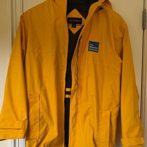 THE WEATHER CHANNEL Men’s Yellow Hooded Rain Jacket